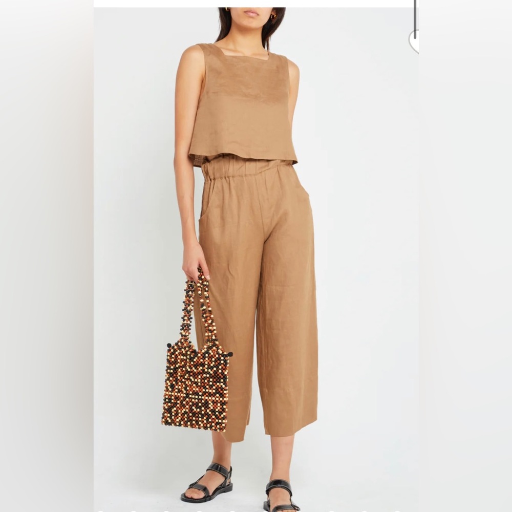 NEW! Reformation Kourt Willow Brown Flax Cotton Set, Size M